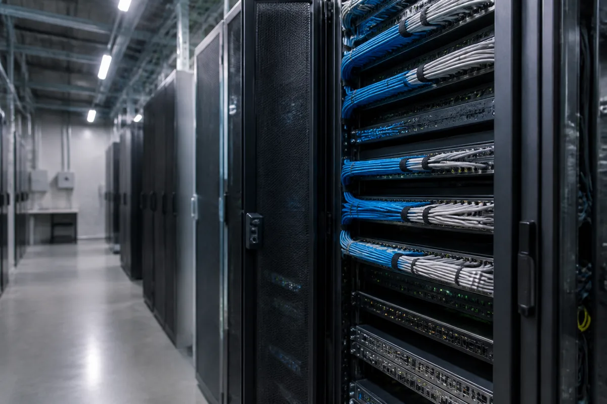 Baie réseau d&rsquo;un local technique dédié à la téléphonie sur IP